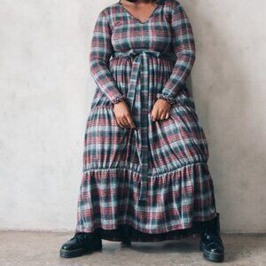 Zelie for She Checkmate Plaid Maxi Dress • Red • 2X • Indie •